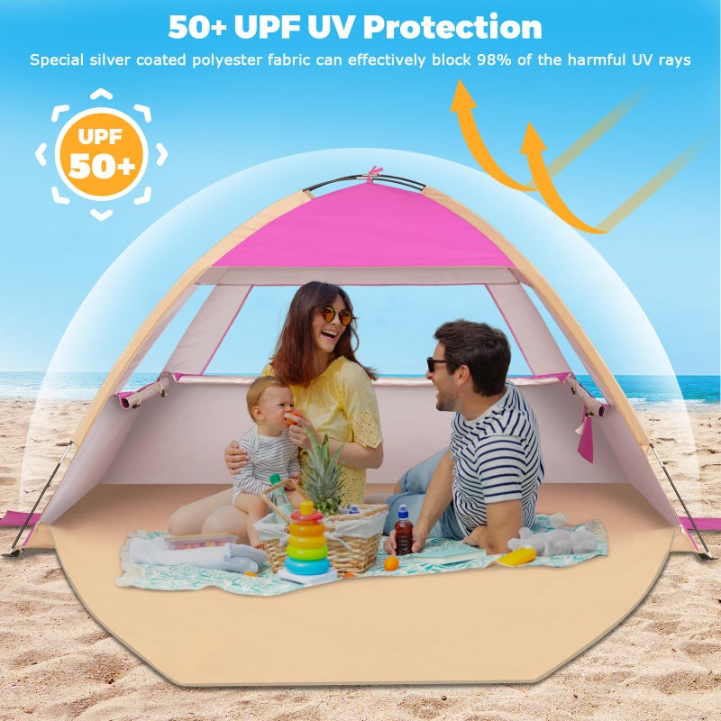 Venustas Beach Tent Sun Shelter for 3/4-5/6-7/8-10 Person, UPF 50+ UV Protection Beach Canopy, Lightweight and Easy Setup Cabana, Portable Shade Tent - Image 3